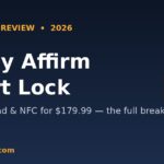 Lockly Affirm smart lock review 2026 branded cover with price and Matter Thread NFC highlights