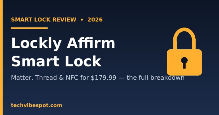 Lockly Affirm smart lock review 2026 branded cover with price and Matter Thread NFC highlights