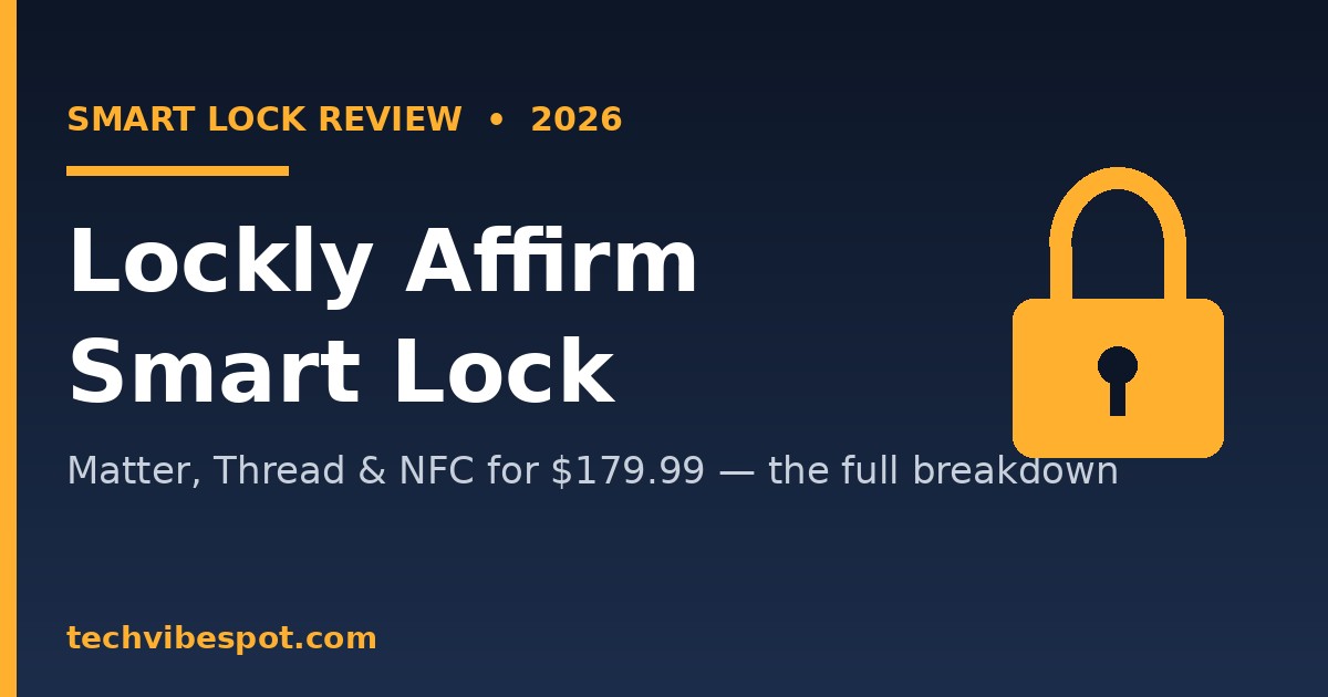 Lockly Affirm smart lock review 2026 branded cover with price and Matter Thread NFC highlights