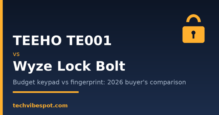 TEEHO TE001 vs Wyze Lock Bolt budget smart lock comparison, 2026 buyer guide graphic
